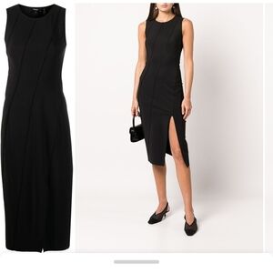 Theory Black Midi Dress with Side Slit